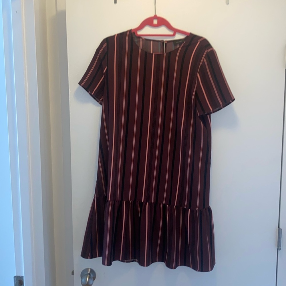 Burgundy stripe T-shirt dress by Halogen, M
